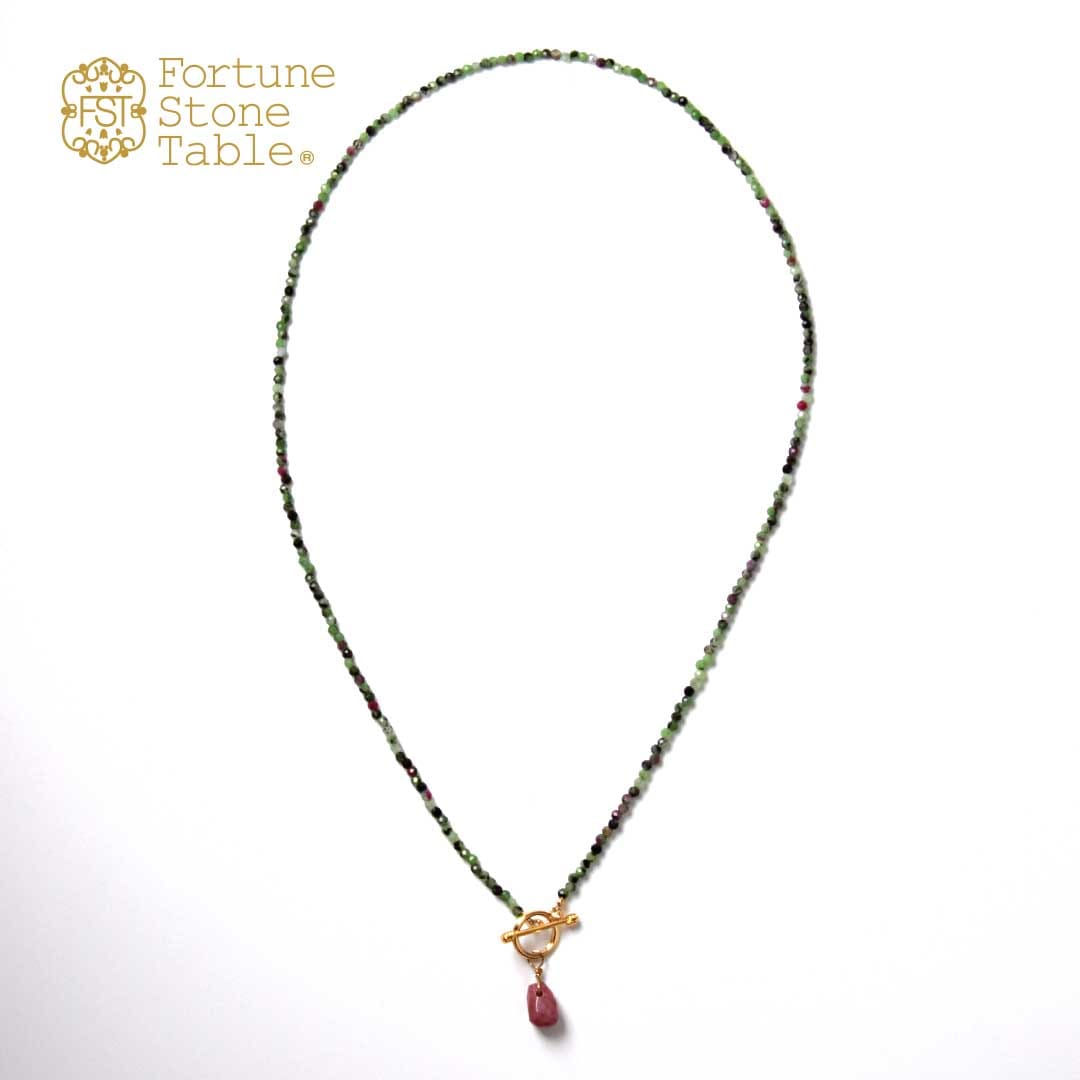 TWOtone stones ネックレス　ルビーゾイサイト×ロードナイト【Fortune Stone Table】