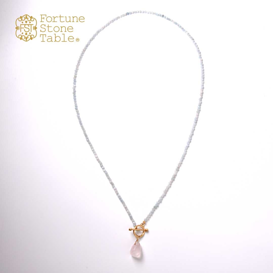 TWOtone stones ネックレス　アクアマリン×ローズクォーツ【Fortune Stone Table】
