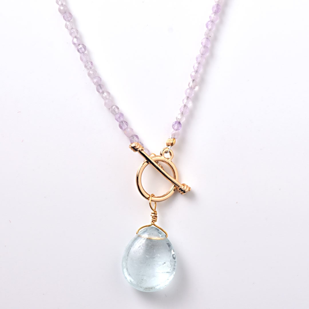 TWOtone stones ネックレス　ラベンダーアメシスト×アクアマリン【Fortune Stone Table】