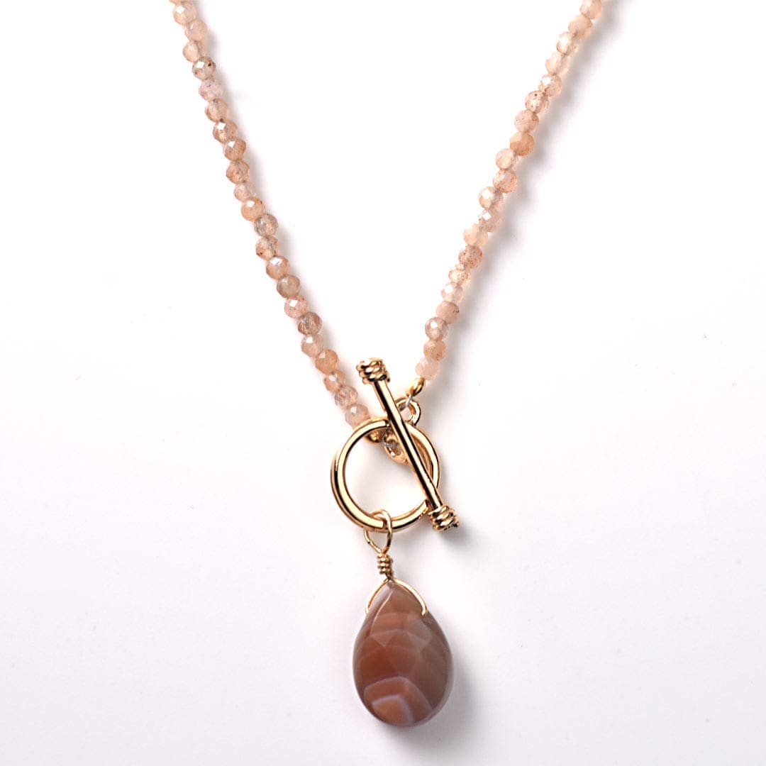 TWOtone stones ネックレス　ピーチムーンストーン×ボツワナアゲイト【Fortune Stone Table】