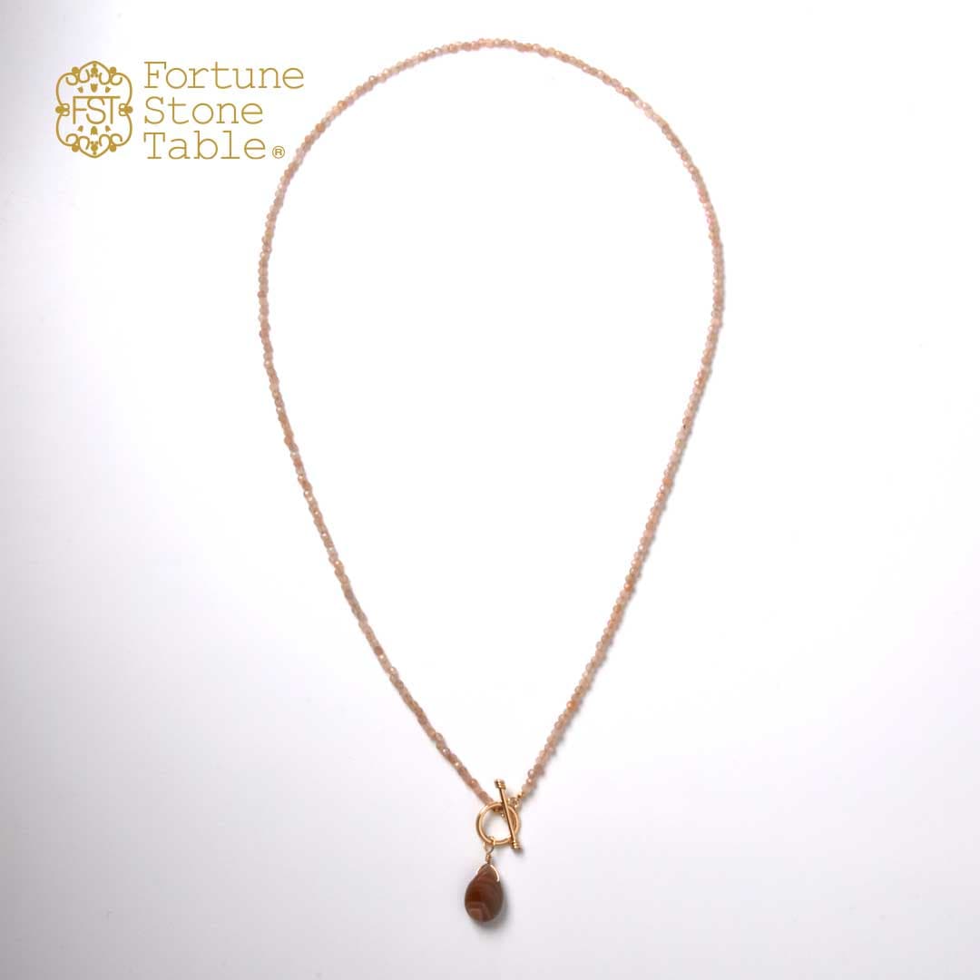 TWOtone stones ネックレス　ピーチムーンストーン×ボツワナアゲイト【Fortune Stone Table】