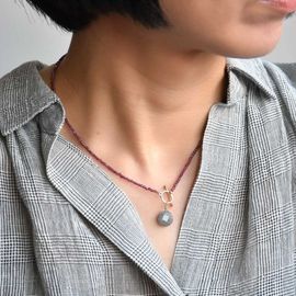 TWOtone stones ネックレス　ロードライトガーネット×ラブラドライト【Fortune Stone Table】