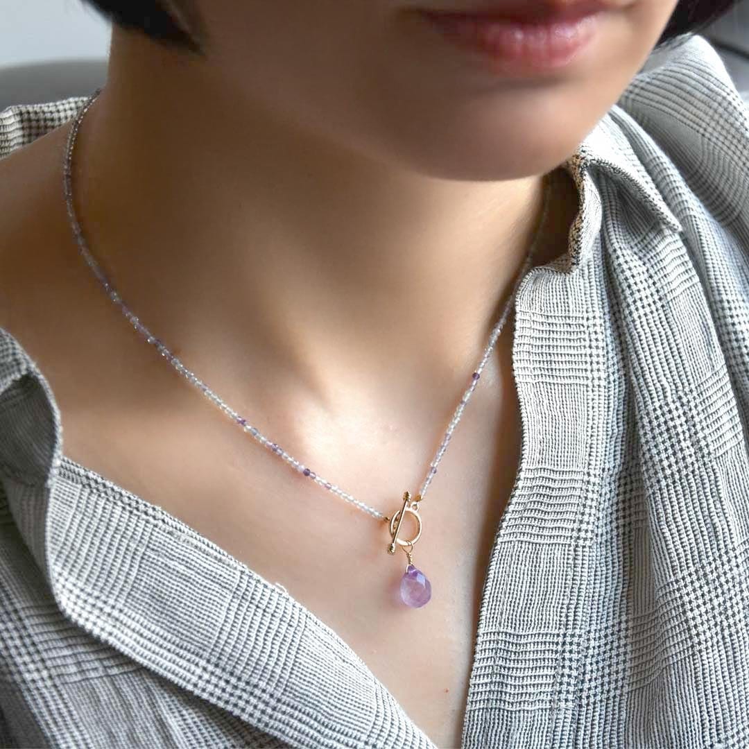 TWOtone stones ネックレス　フローライト×アメシスト【Fortune Stone Table】