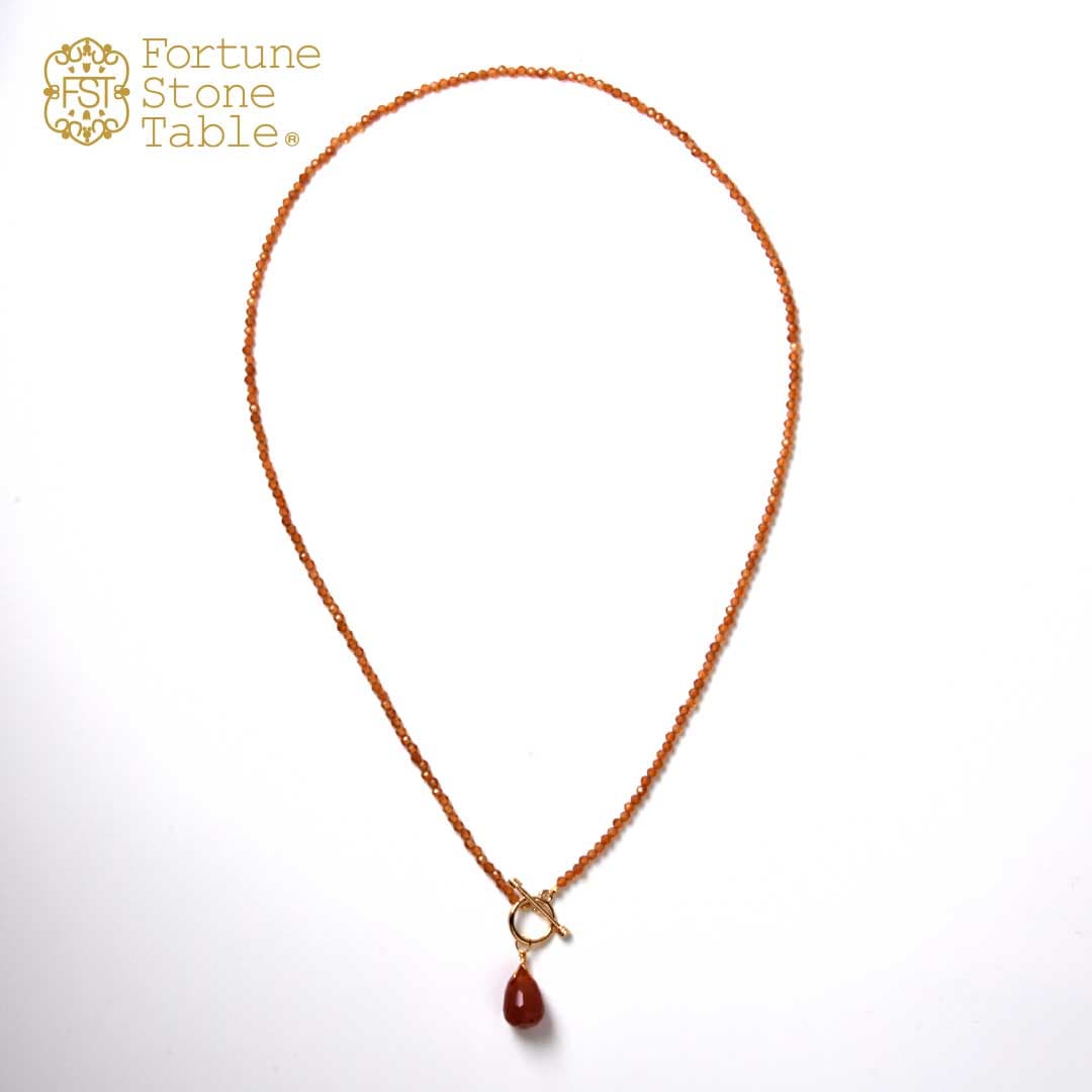 TWOtone stones ネックレス　ヘソナイトガーネット×カーネリアン【Fortune Stone Table】