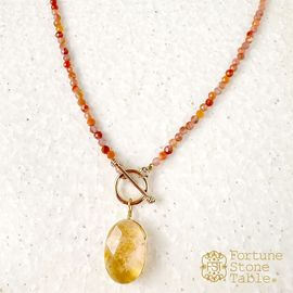 TWOtone stones ネックレス　カーネリアン×シトリン【Fortune Stone Table】
