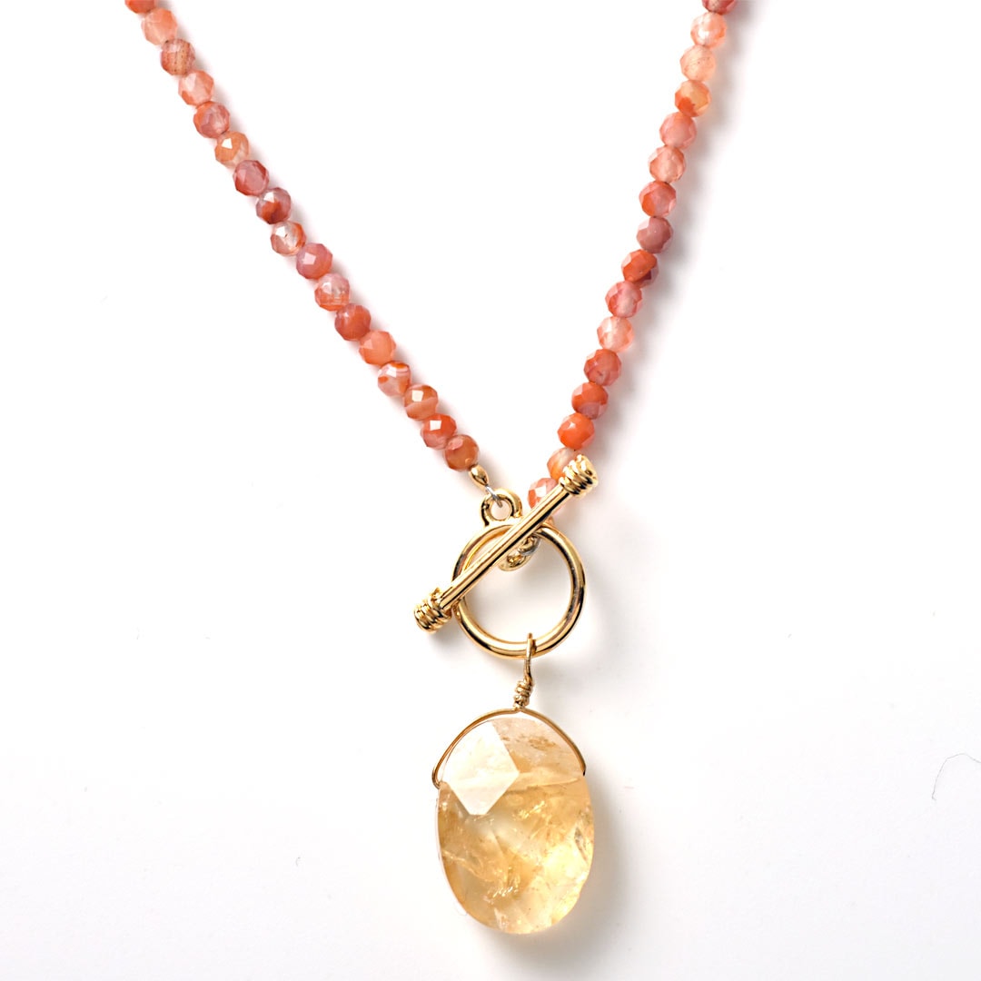 【期間限定ポイント10倍】TWOtone stones ネックレス　カーネリアン×シトリン【Fortune Stone Table】