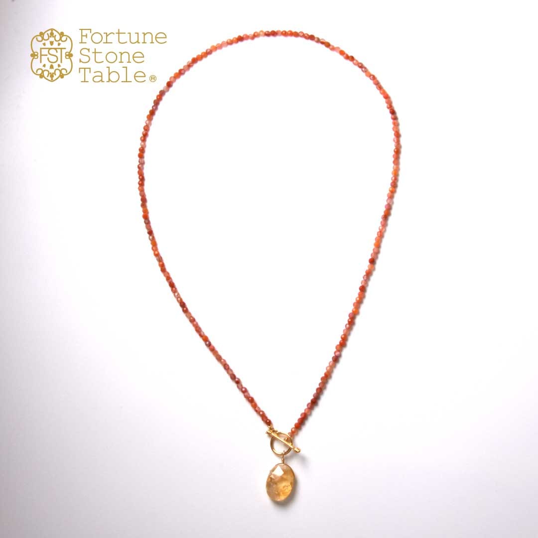 TWOtone stones ネックレス　カーネリアン×シトリン【Fortune Stone Table】