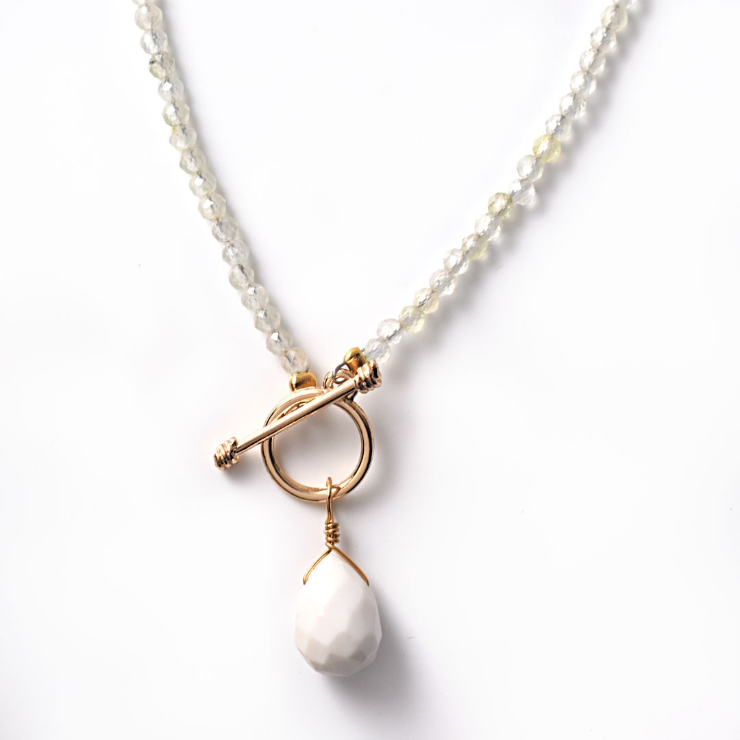 TWOtone stones ネックレス　プレナイト×ホワイトアゲイト【Fortune Stone Table】