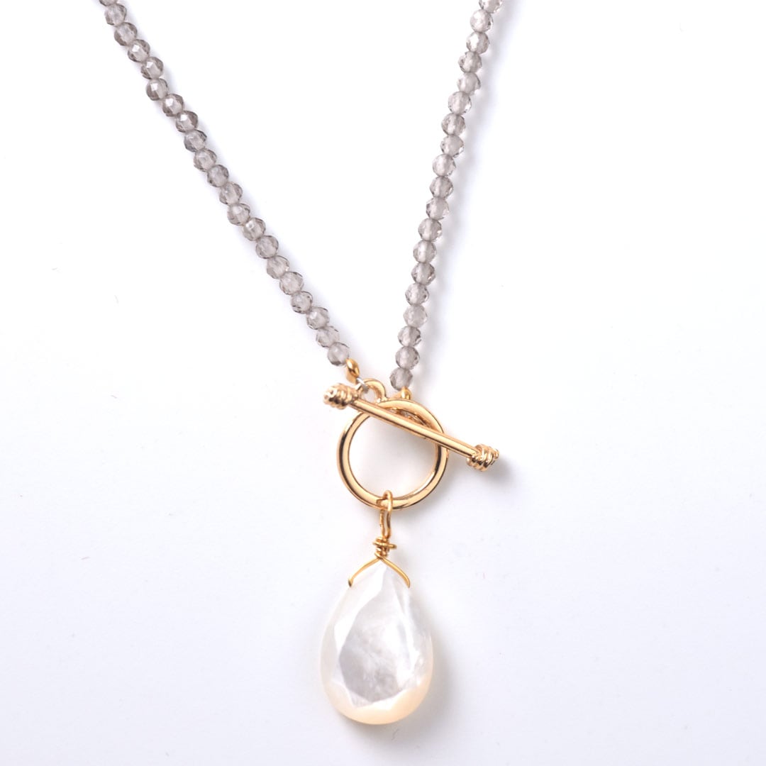 TWOtone stones ネックレス　スモーキークォーツ×白蝶貝【Fortune Stone Table】