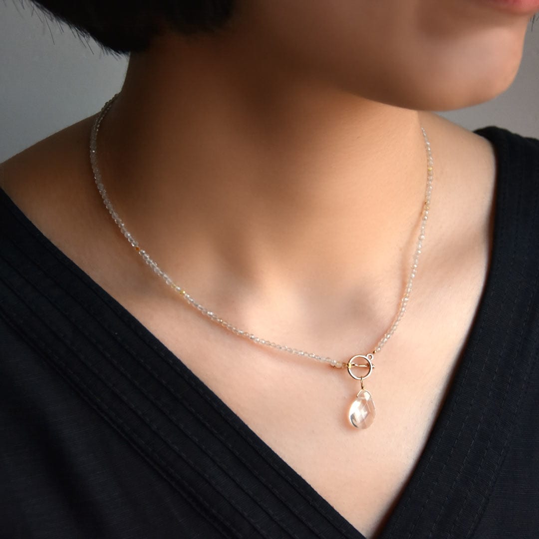 TWOtone stones ネックレス　ルチルクォーツ×水晶【Fortune Stone Table】