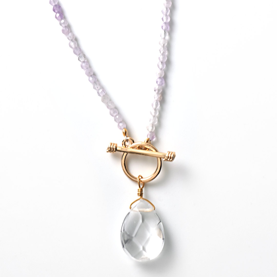 TWOtone stones ネックレス　ラベンダーアメシスト×水晶【Fortune Stone Table】
