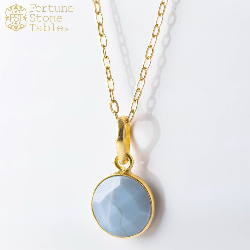 SVストーンベゼルペンダント　ブルーオパール【Fortune Stone Table】
