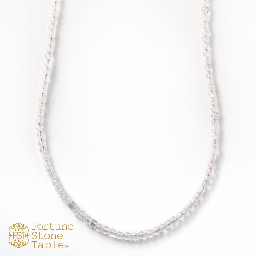 カラーで選ぶラウンドネックレス (2mm)　レインボ－ムーンストーン【Fortune Stone Table】