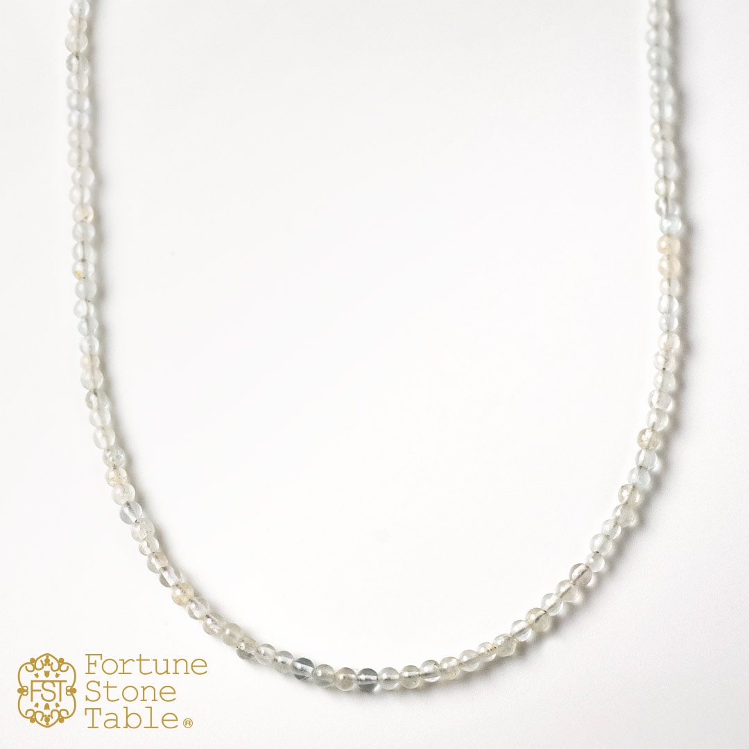 カラーで選ぶラウンドネックレス (2mm)　アクアマリン【Fortune Stone Table】