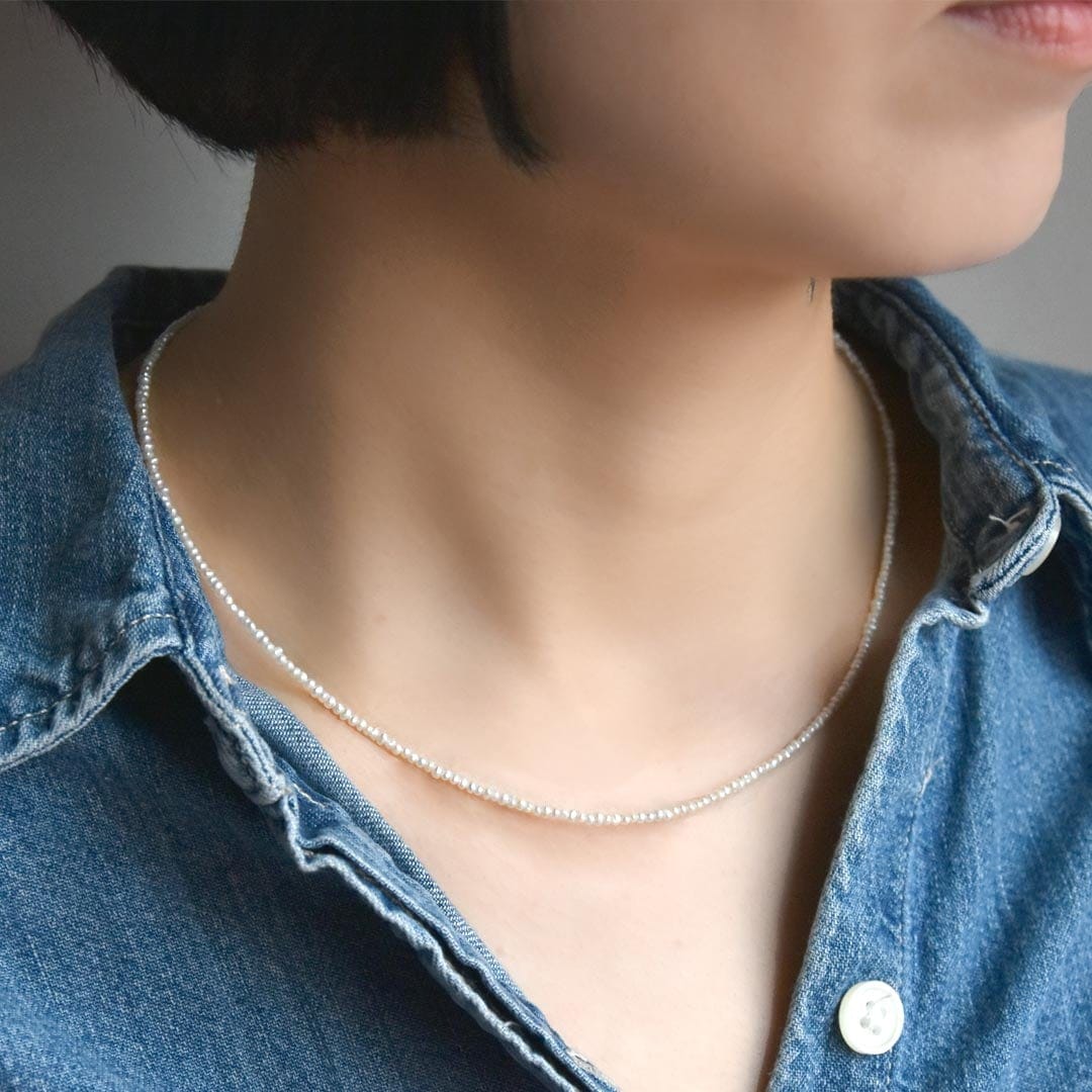 カラーで選ぶラウンドネックレス (2mm)　淡水パール･ホワイト【Fortune Stone Table】