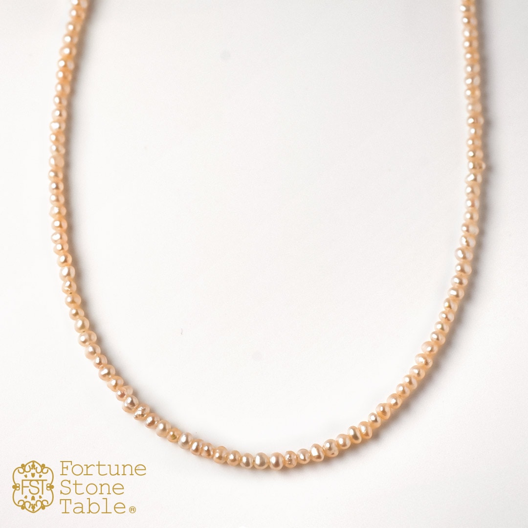 カラーで選ぶラウンドネックレス (2mm)　淡水パール･オレンジ【Fortune Stone Table】