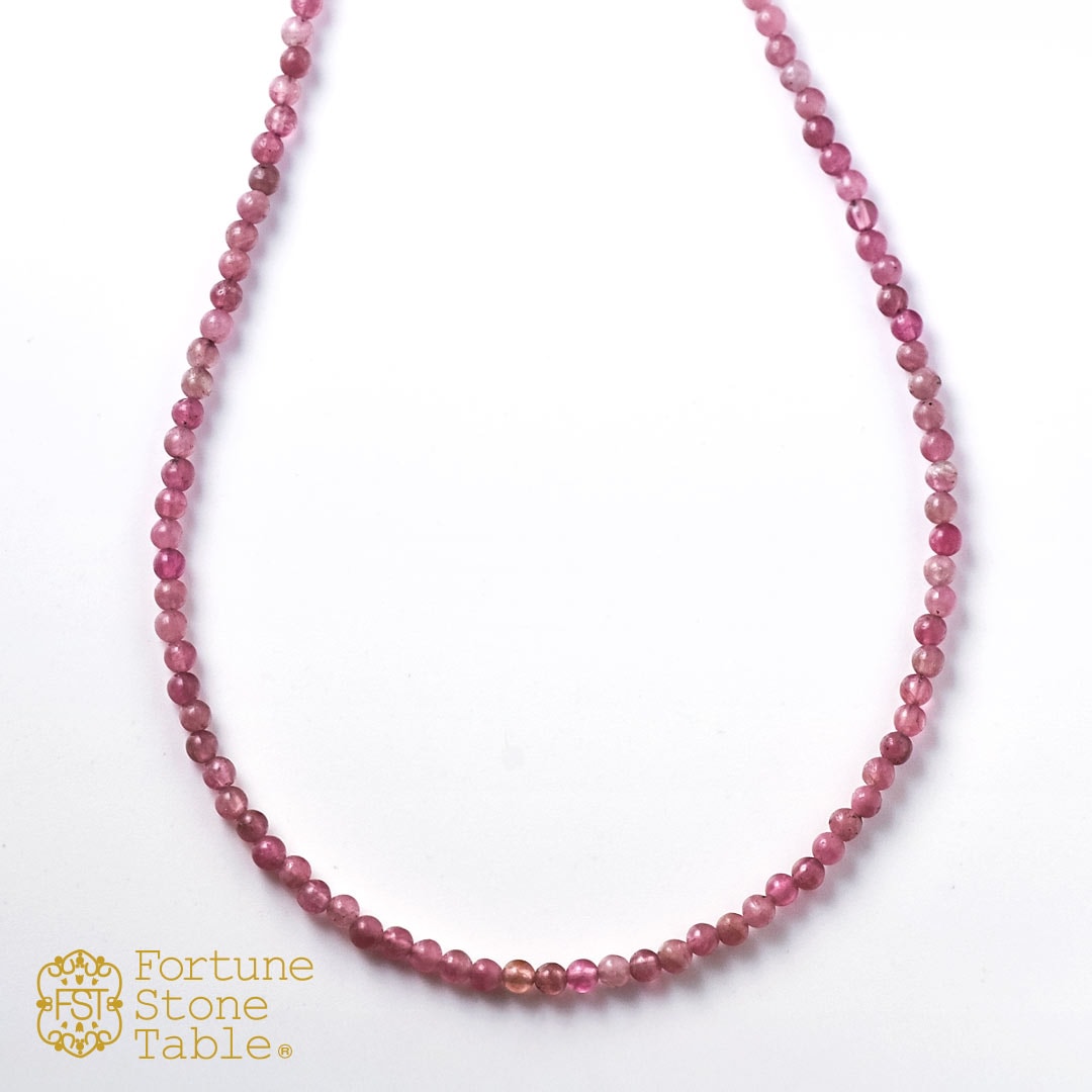 カラーで選ぶラウンドネックレス (2mm)　ピンクトルマリン【Fortune Stone Table】