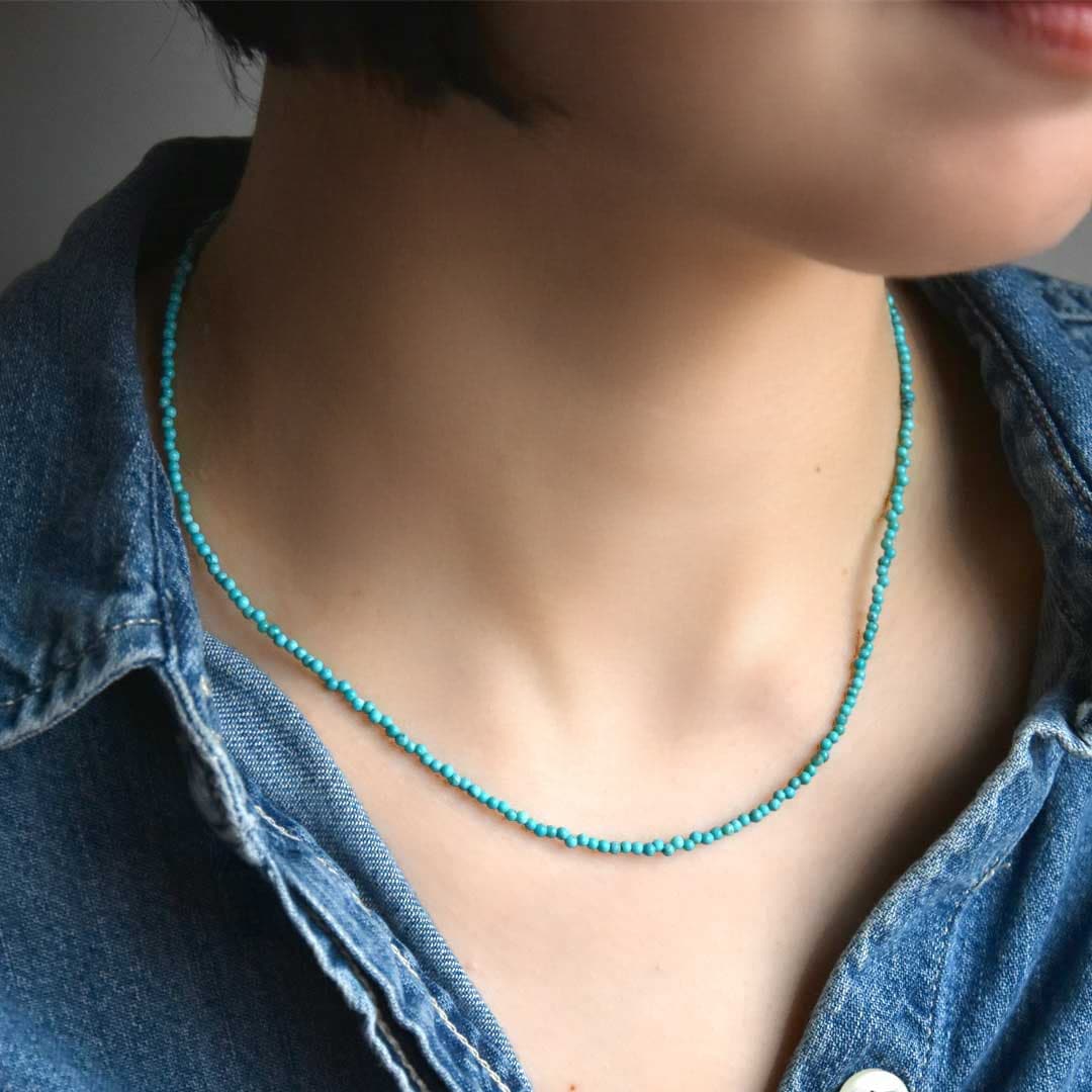 カラーで選ぶラウンドネックレス (2mm)　ターコイズ【Fortune Stone Table】