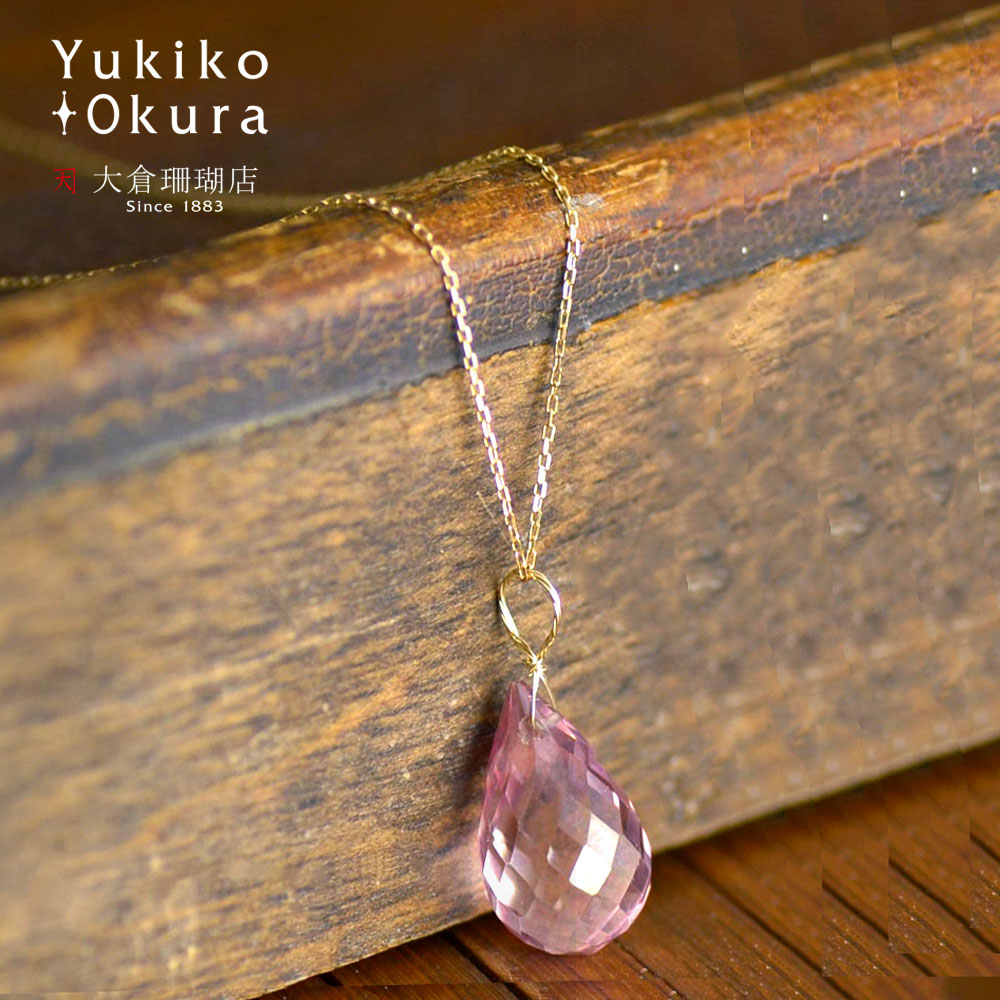 K10 ピンククォーツ ドロップカットチャーム(L)