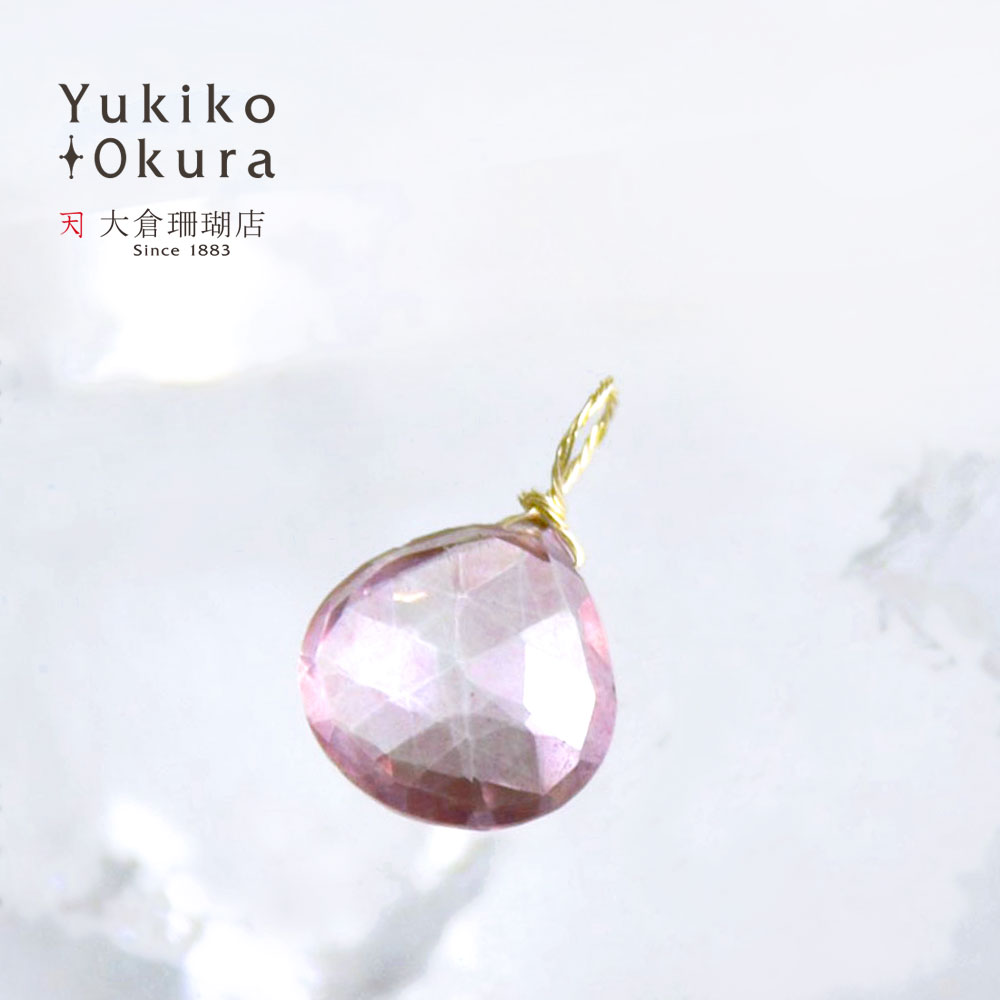 K10 ピンククォーツ ハートカットチャーム