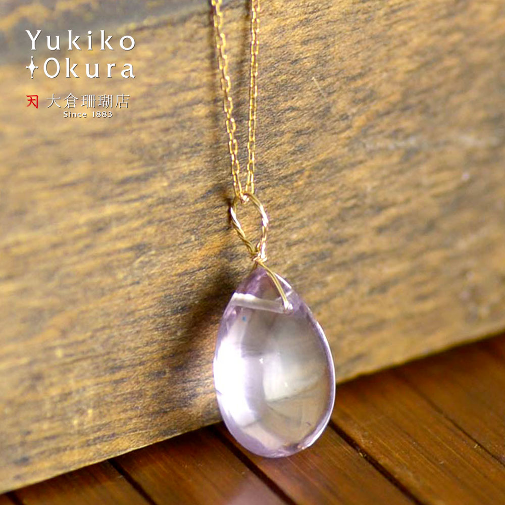 K10 ピンククォーツ フラットドロップ チャーム