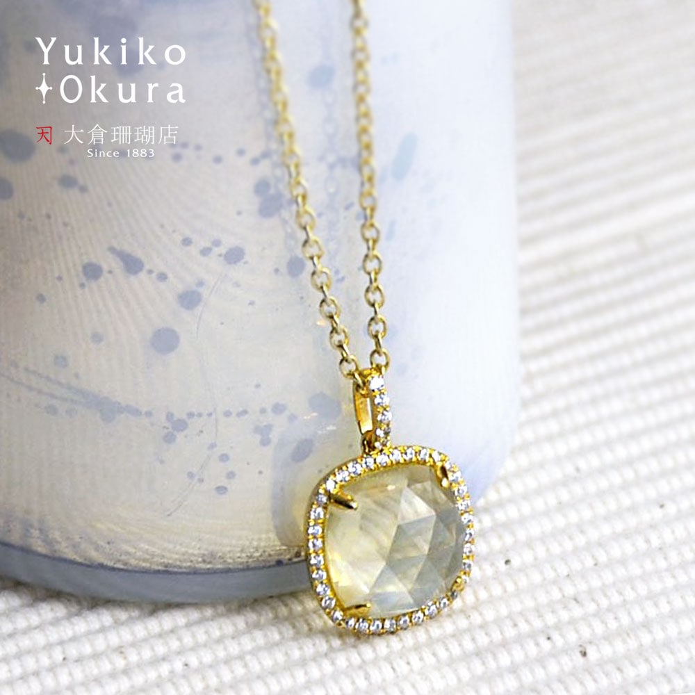 キュービックジルコニア スクエアーカットレモンクォーツ ペンダントトップ