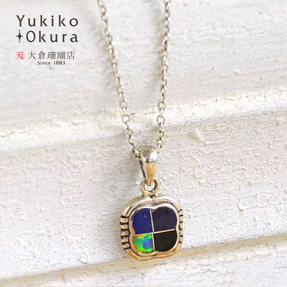 シルバー925 モザイクストーン フラワーペンダントトップ( 小 )