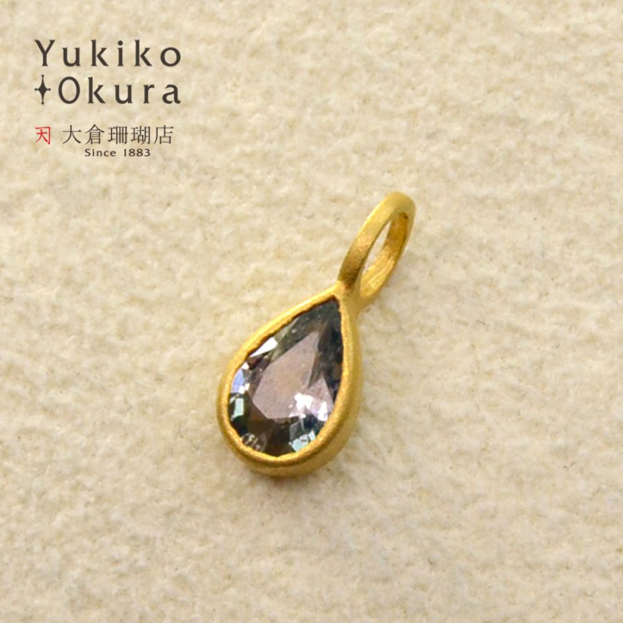 K18 グリーンサファイア ドロップ ペンダントトップ