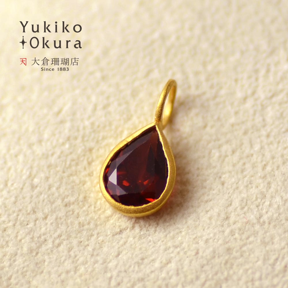 K18 ガーネット ドロップ ペンダントトップ