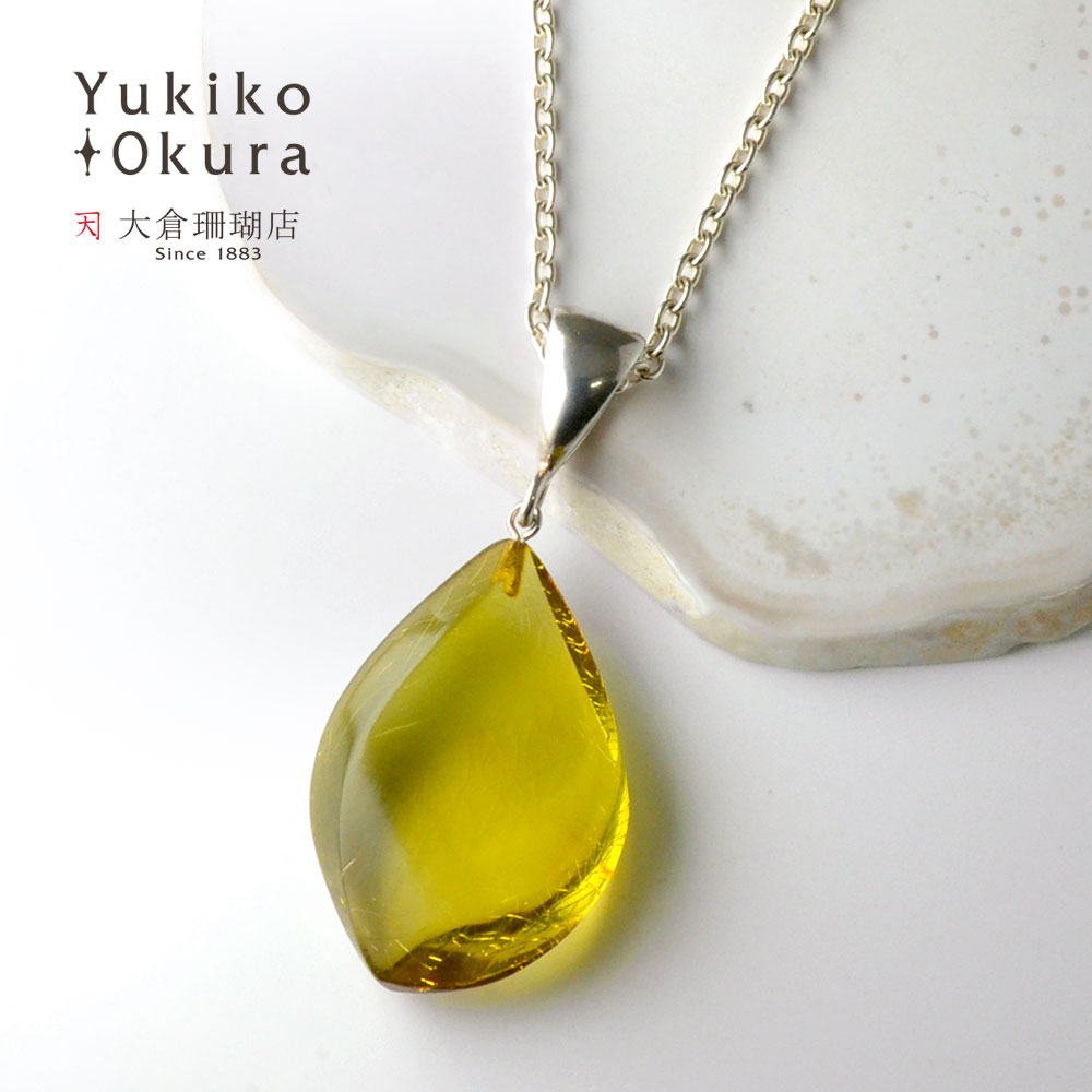 シルバー925 グリーンアンバー ペンダントトップ