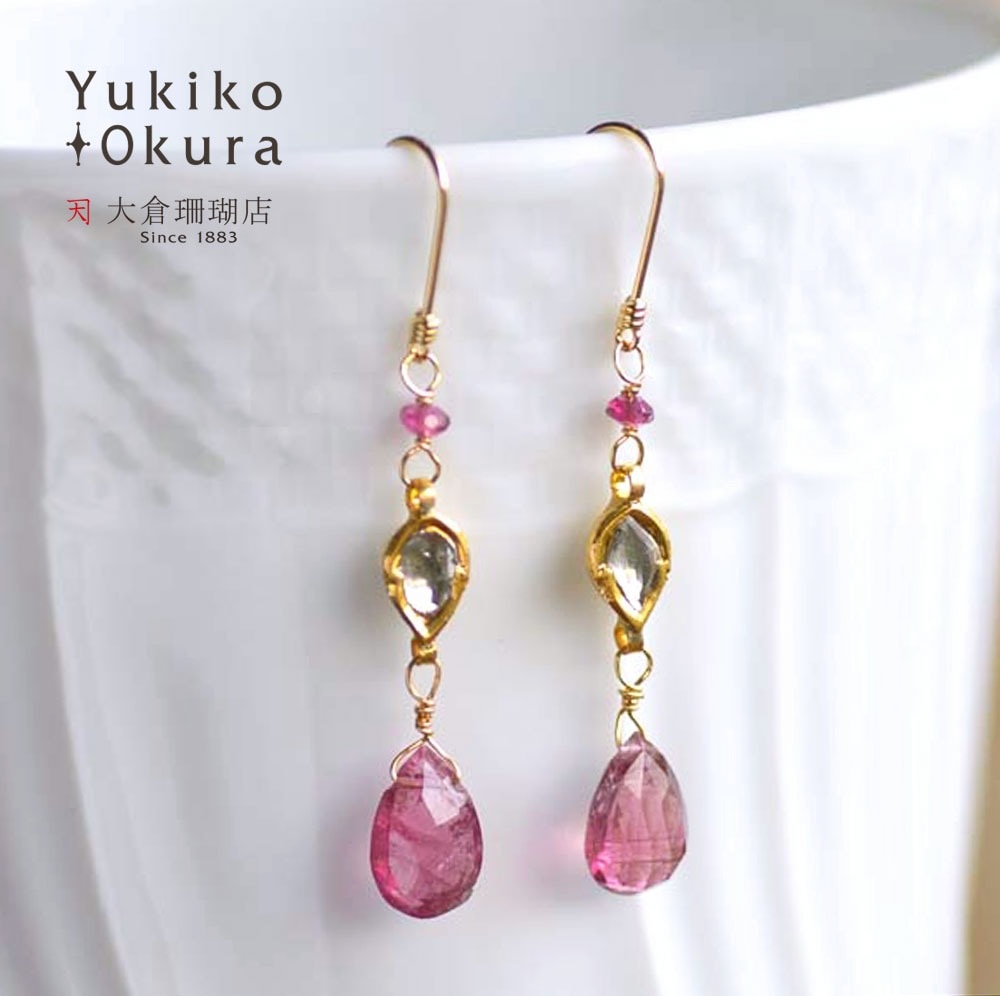 K18 トルマリン ダイヤ ピアス