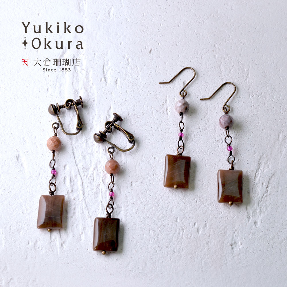 ペトリファイドウッド イヤリング ピアス