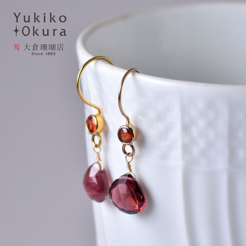 K18 レッドサファイア トルマリン ピアス