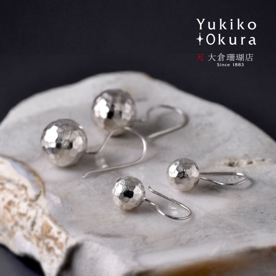 シルバー925 ハンドメイド カットボール ピアス