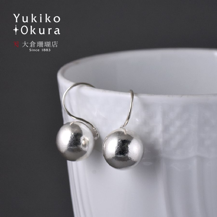 シルバー925 ハンドメイド 丸珠 ピアス