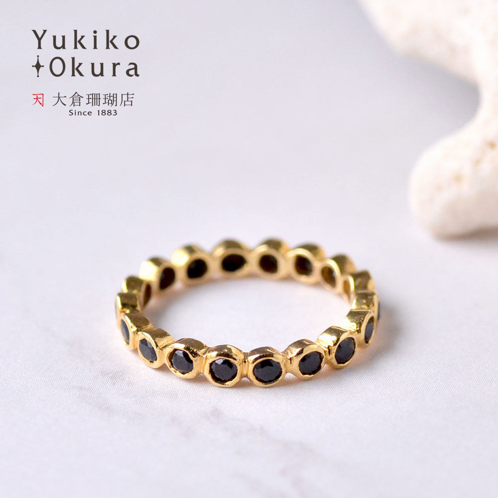 K18 ブラックスピネル エタニティリング