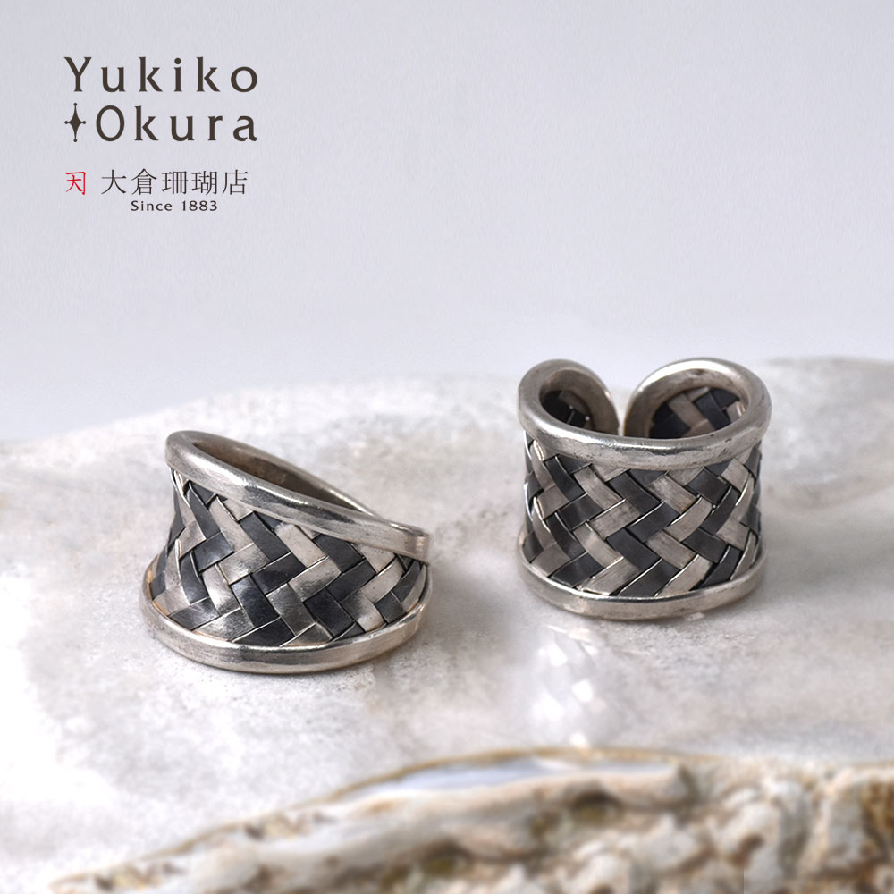 シルバー925 ハンドメイド コンビカラー編みこみリング