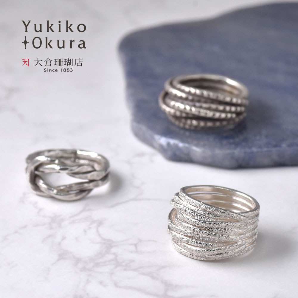 シルバー925 ハンドメイド ノット・多連ライン リング