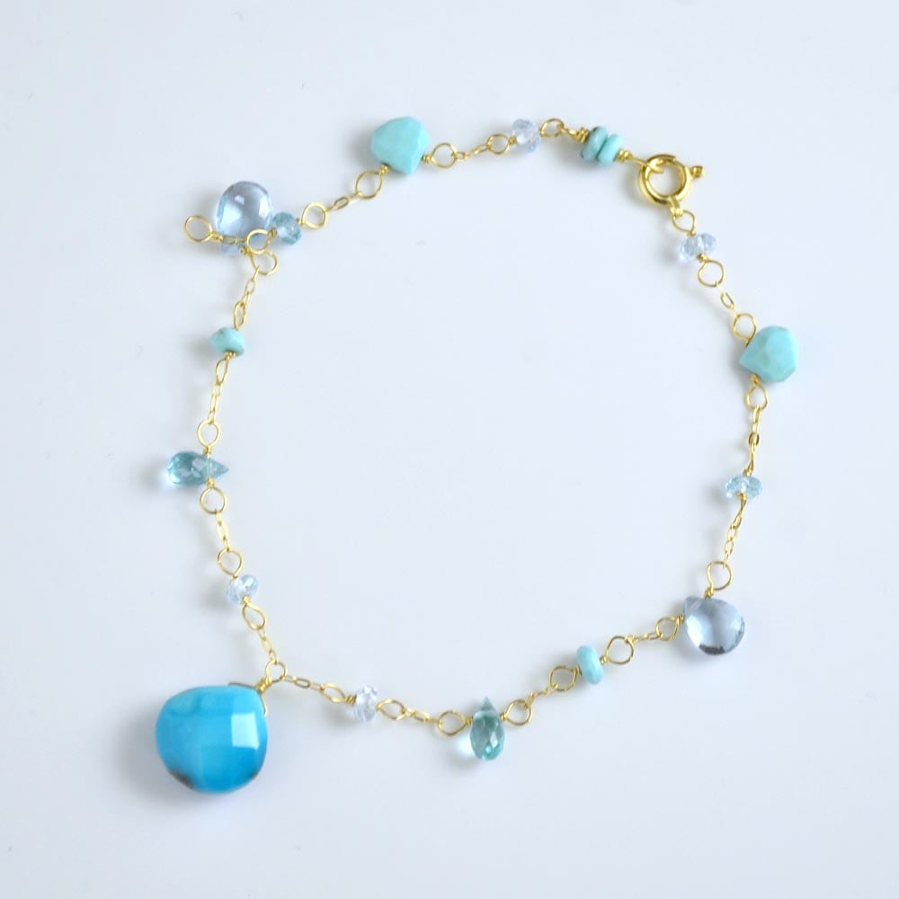 K18 ターコイズ ブルトパーズ アパタイト ブレスレット