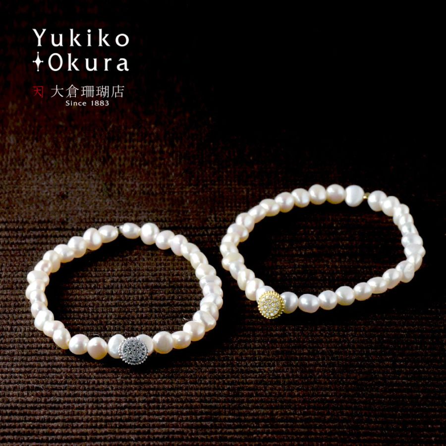 淡水パール ホワイト ストレッチブレス SV925CZメタルパーツつき