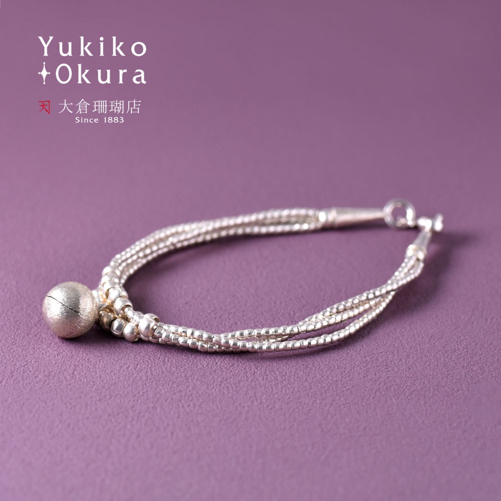 SV925 ヘアーライン加工丸珠つき 3連ブレスレット