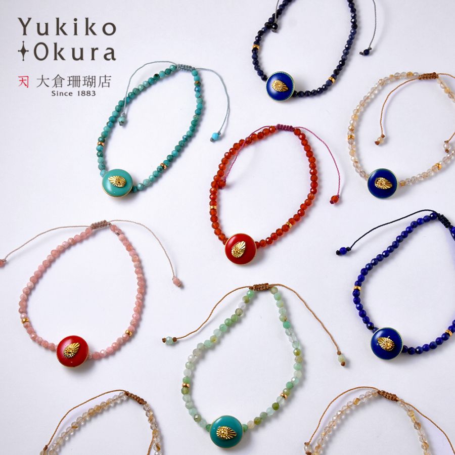 インド製ボタン 天然石カット マクラメブレスレット