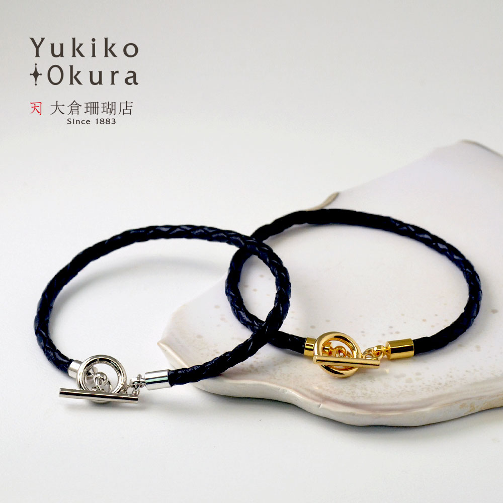 ブラック革紐ブレス 20cm