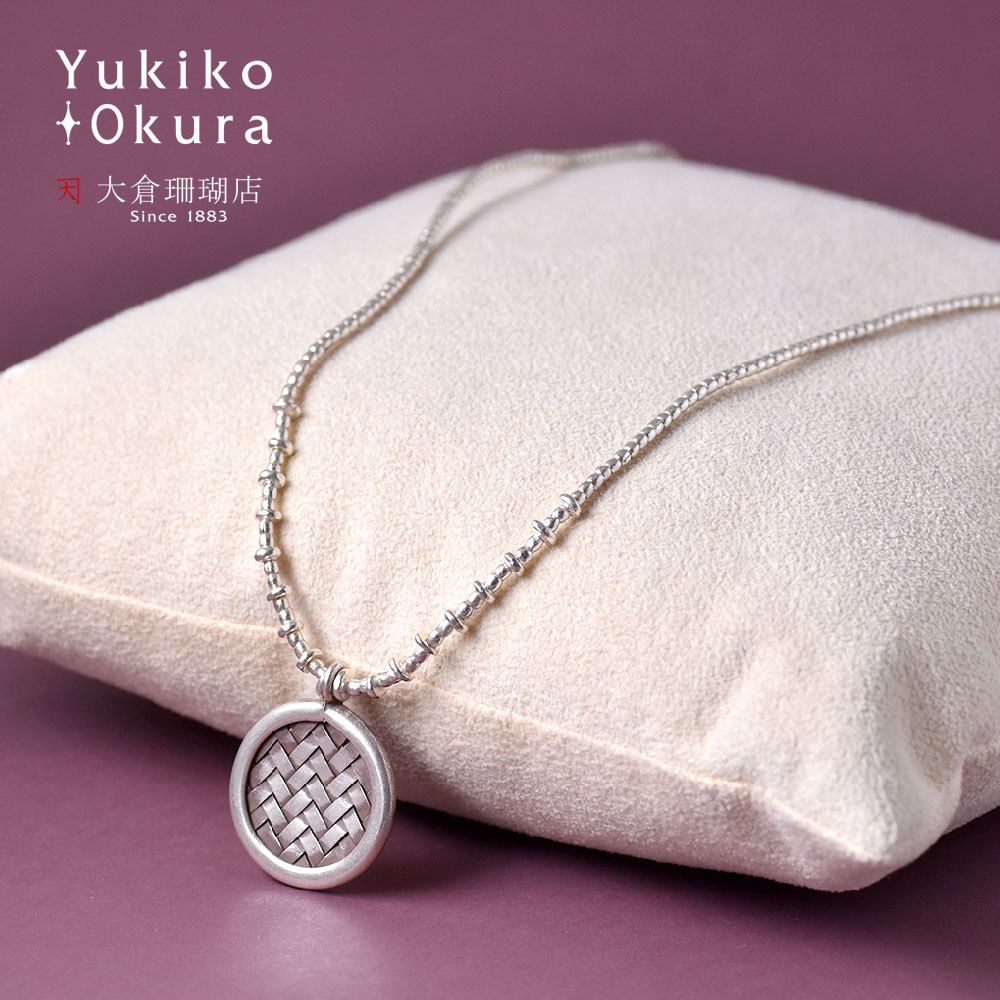 SV925 メッシュコイントップ付 シルバービーズ ネックレス