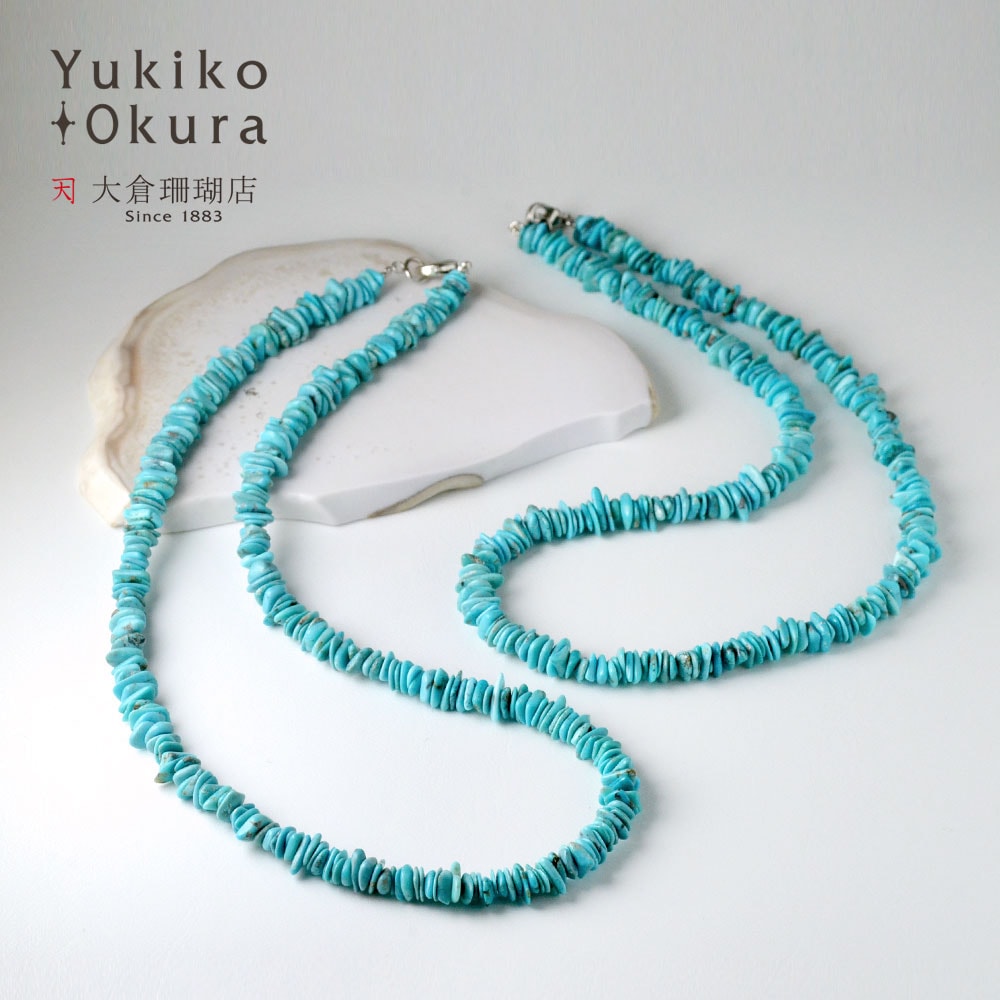ターコイズ ライトカラー スライスネックレス