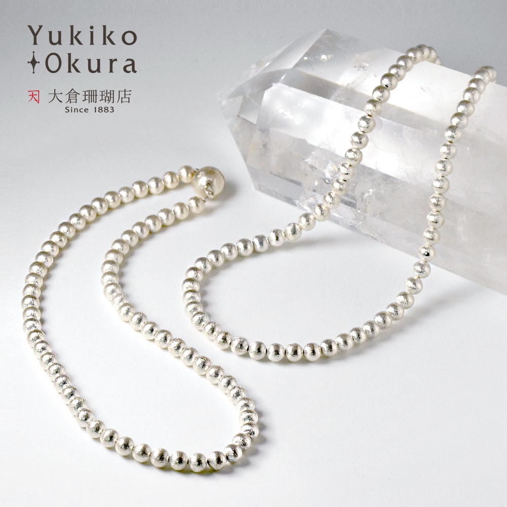 シルバー925 アラシ仕上げ 6mmボール ネックレス