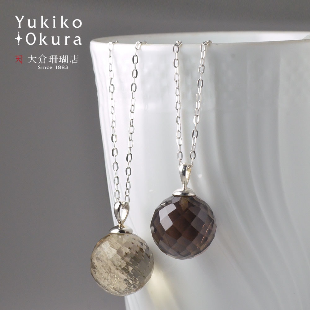 SV925 スモーキークォーツ 約20mm丸珠トップ＋チェーン
