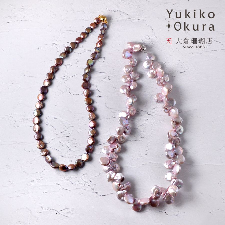 淡水パール ケシ コイン ネックレス