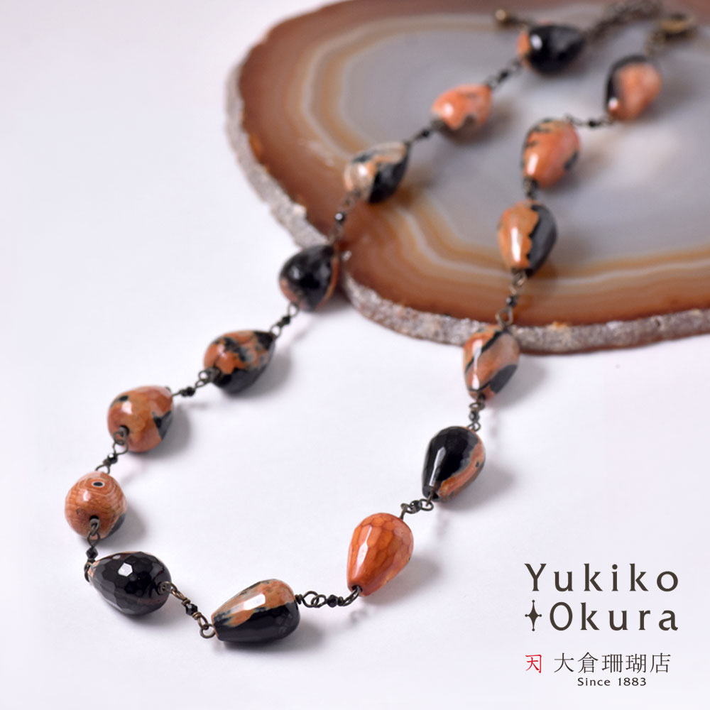 アゲイト ブラックスピネル ネックレス