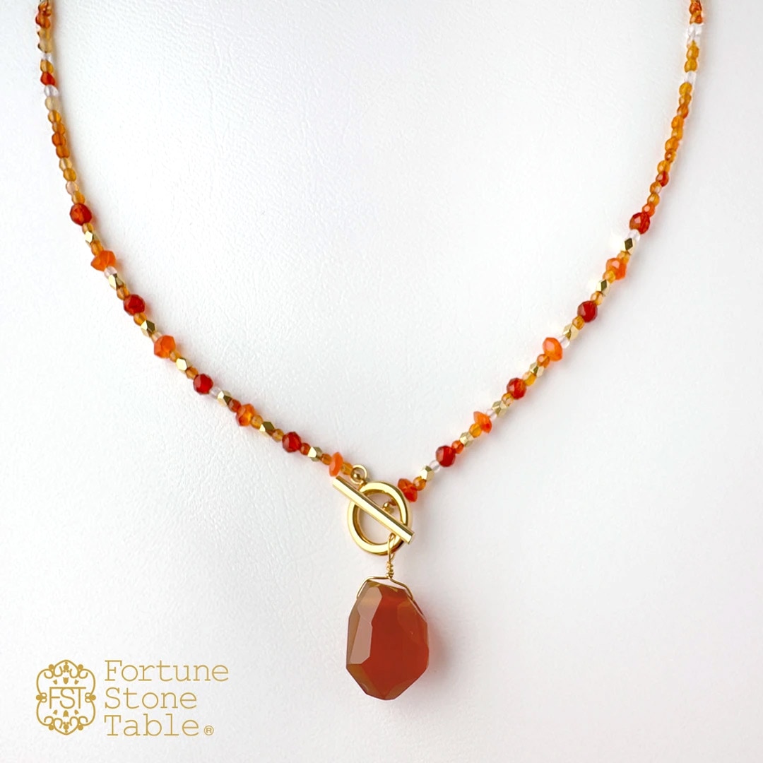 カラーで選ぶペンダントネックレス（赤）レッドアゲイト【Fortune Stone Table】